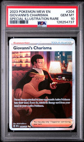 2023 POKEMON MEW EN-151 #204 GIOVANNI'S CHARISMA SPECIAL ILLUSTRATION RARE PSA 10
