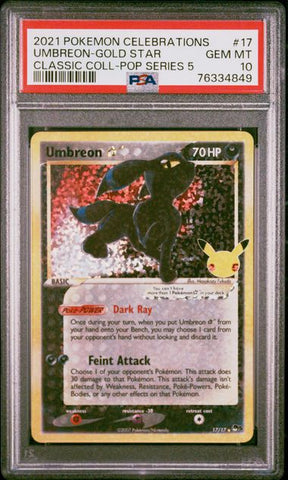 ***PSA 10*** 2021 POKEMON CELEBRATIONS CLASSIC COLLECTION #17 UMBREON-GOLD STAR CLASSIC COLL-POP SERIES 5
