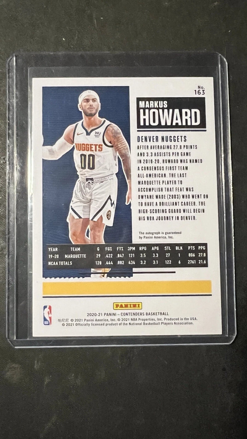 Markus Howard 2020-21 Contenders Rookie Ticket Auto Autograph RC