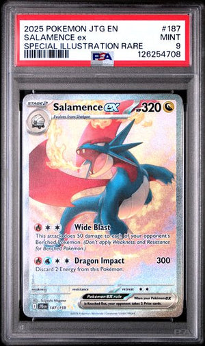 2025 POKEMON JTG EN-JOURNEY TOGETHER #187 SALAMENCE ex SPECIAL ILLUSTRATION RARE PSA 9
